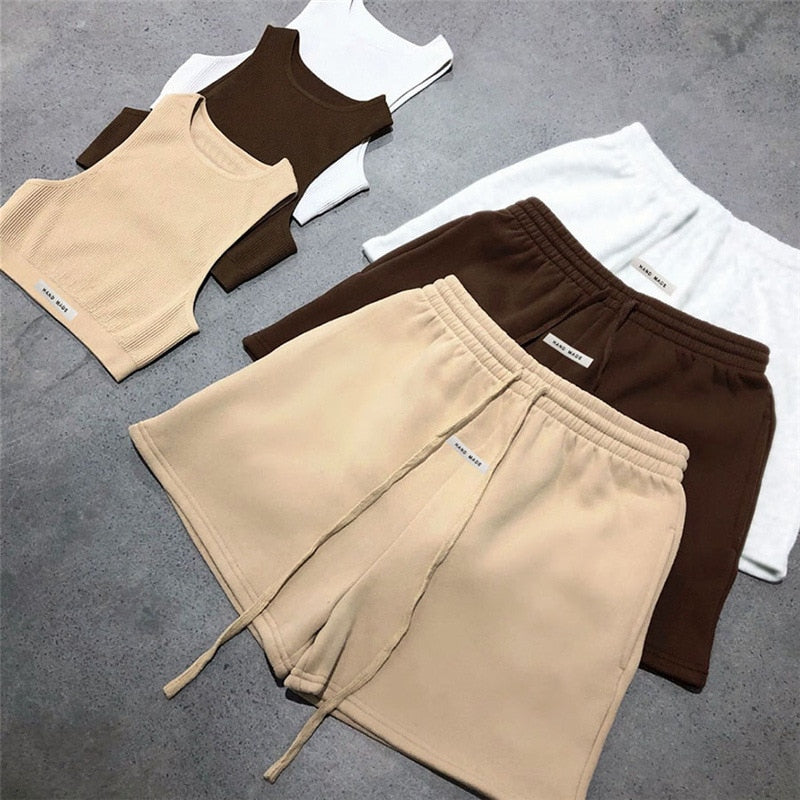 Ribbed Short Set - Rose In Concrete 🥀