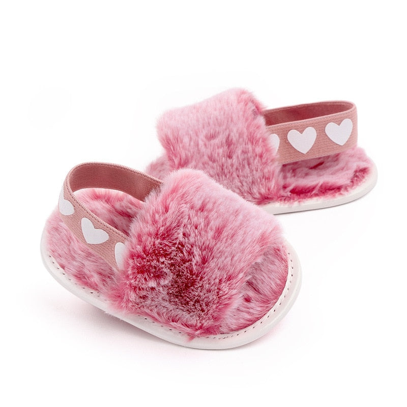 Faux Fur Sandals - Rose In Concrete 🥀