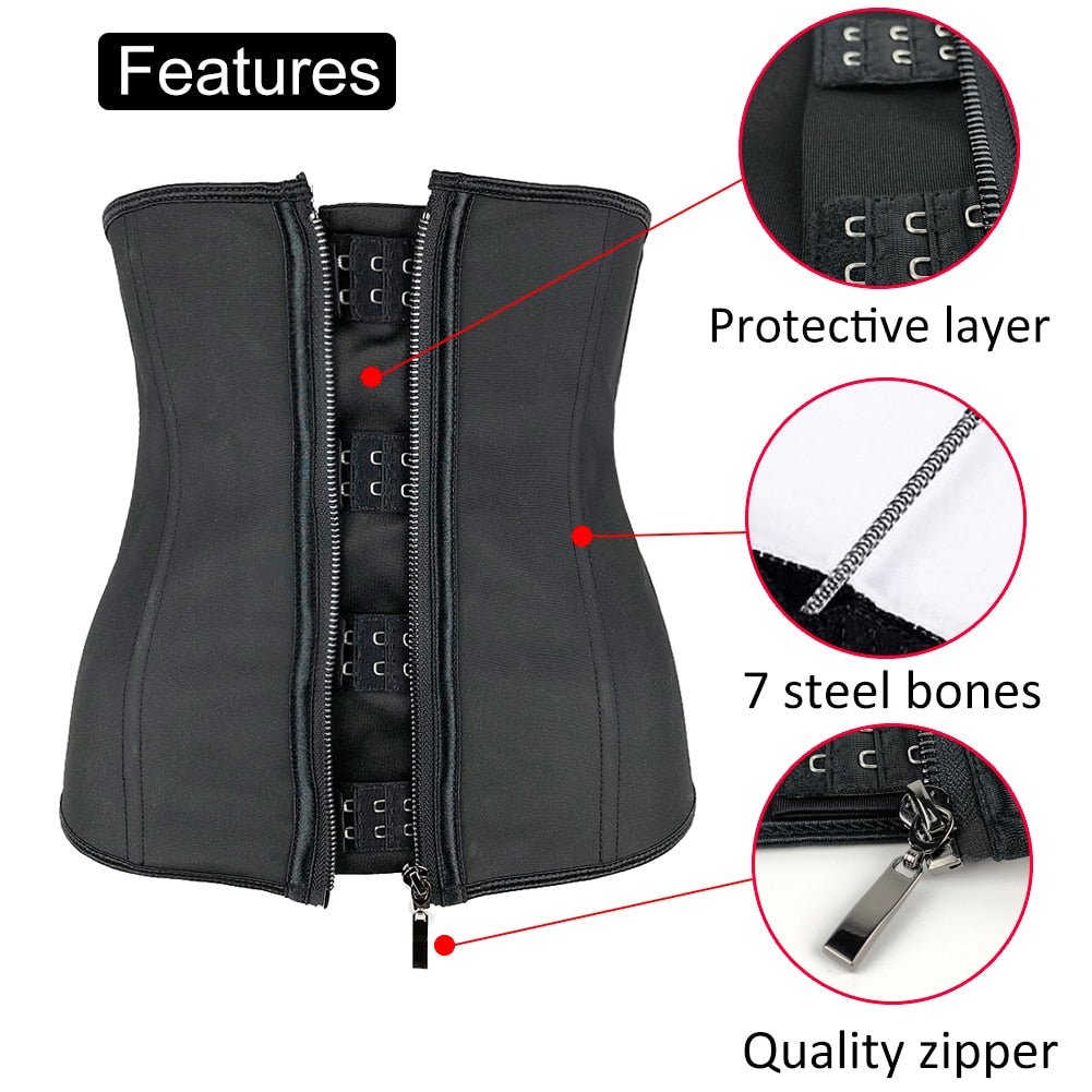 Women Latex Clip and Zip Waist Trainer - Rose In Concrete 🥀