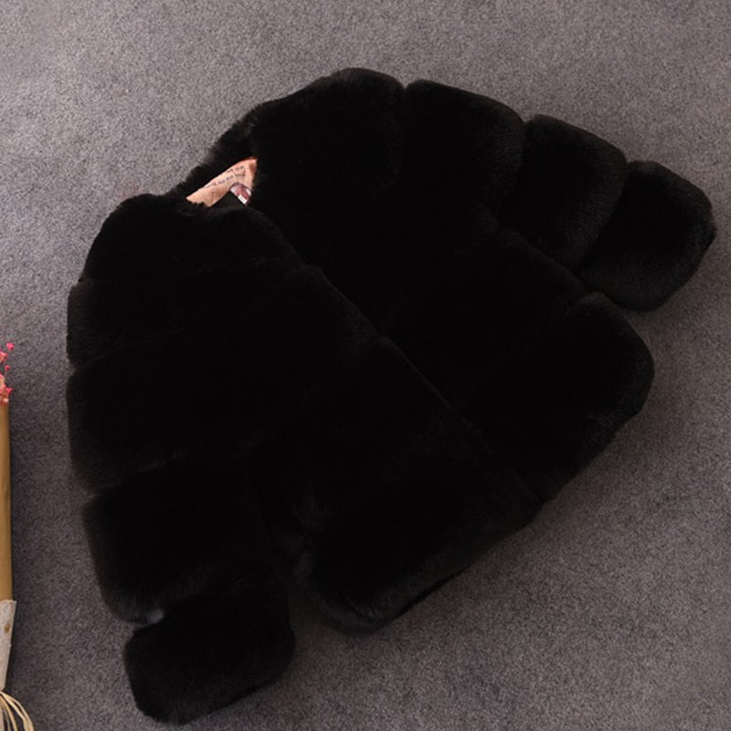 Girls' Faux Fur Coat - Rose In Concrete 🥀
