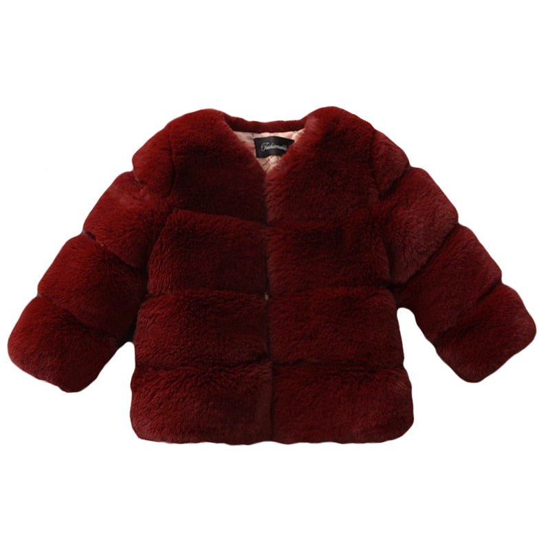 Girls' Faux Fur Coat - Rose In Concrete 🥀