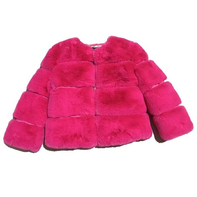 Girls' Faux Fur Coat - Rose In Concrete 🥀