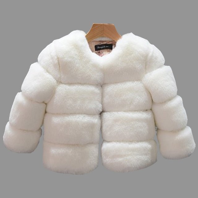 Girls' Faux Fur Coat - Rose In Concrete 🥀