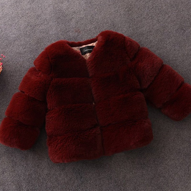 Girls' Faux Fur Coat - Rose In Concrete 🥀