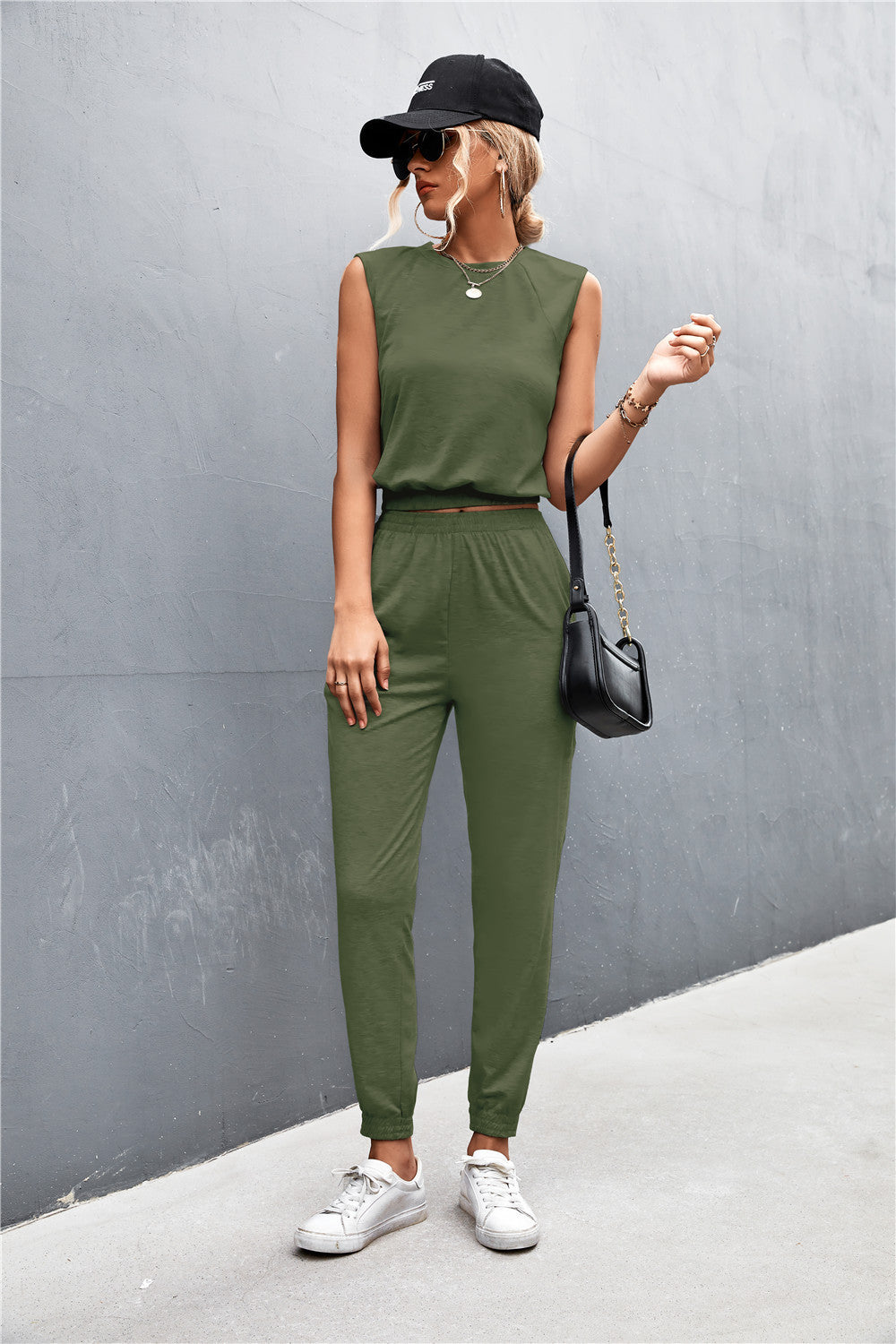 Sleeveless Top and Joggers Set - Rose In Concrete 🥀