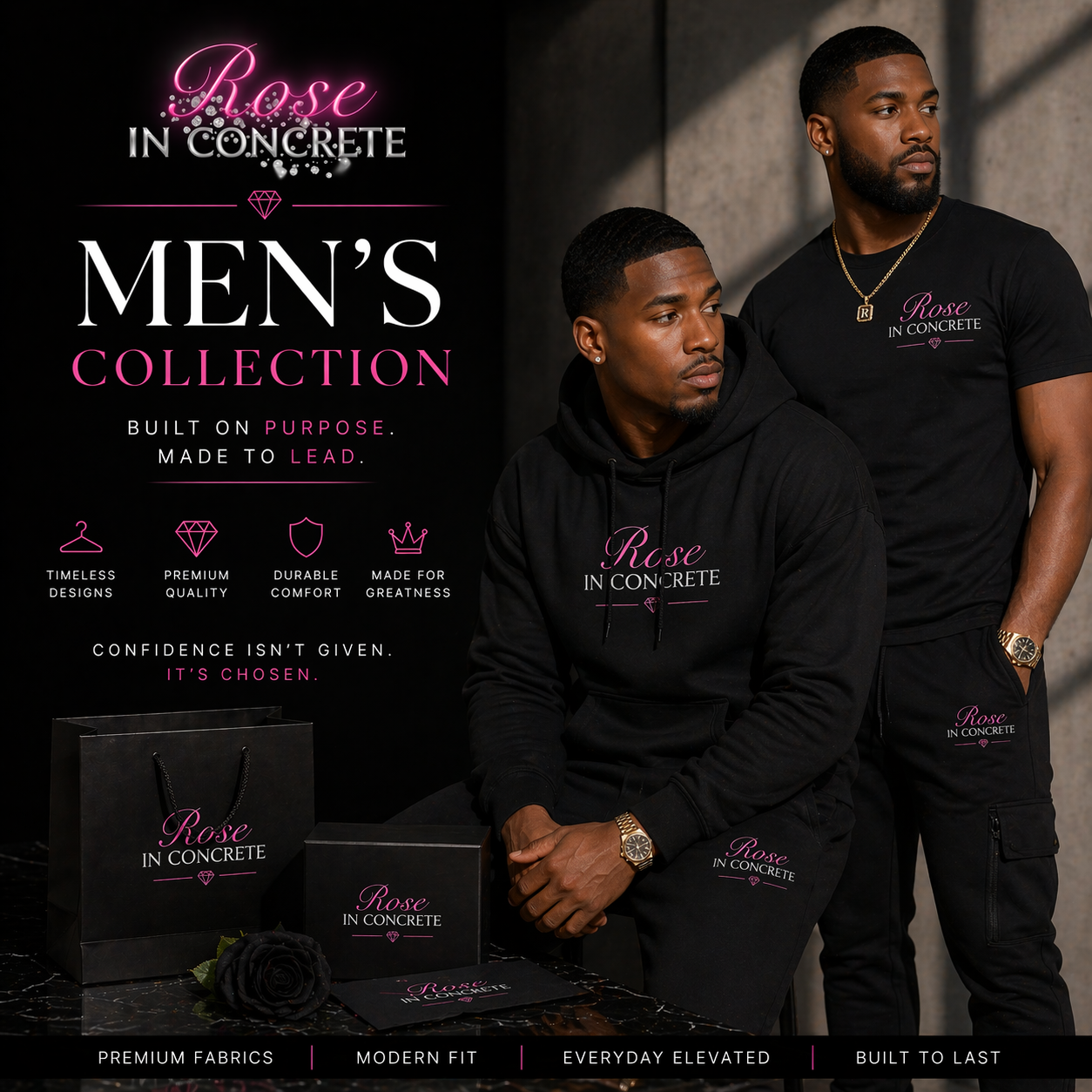 Men's streetwear clothing featuring a stylish man in a light blue tracksuit with a modern look.