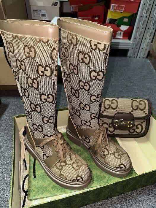 Luxury Monogram Riding Boot & Matching Crossbody Bag Set