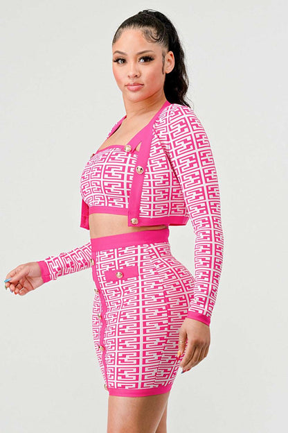 ATHINA PRINTED BARBIE PINK THREE PIECE - Rose In Concrete 🥀