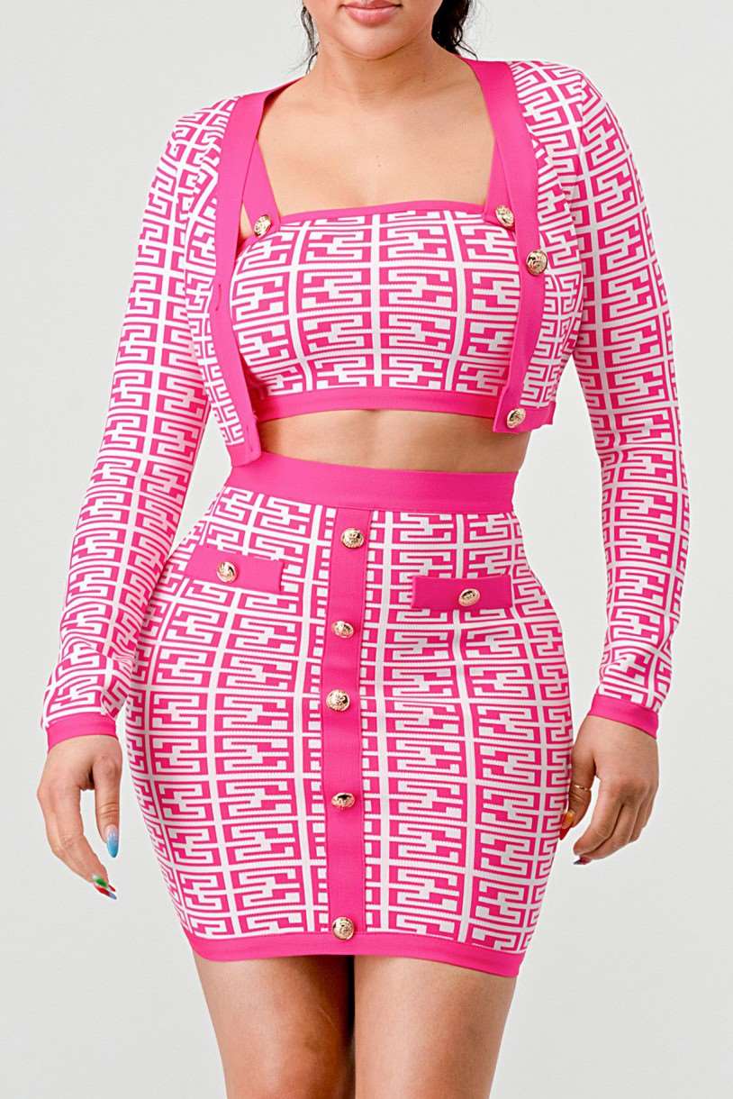 ATHINA PRINTED BARBIE PINK THREE PIECE - Rose In Concrete 🥀