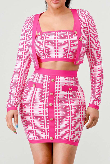 ATHINA PRINTED BARBIE PINK THREE PIECE - Rose In Concrete 🥀