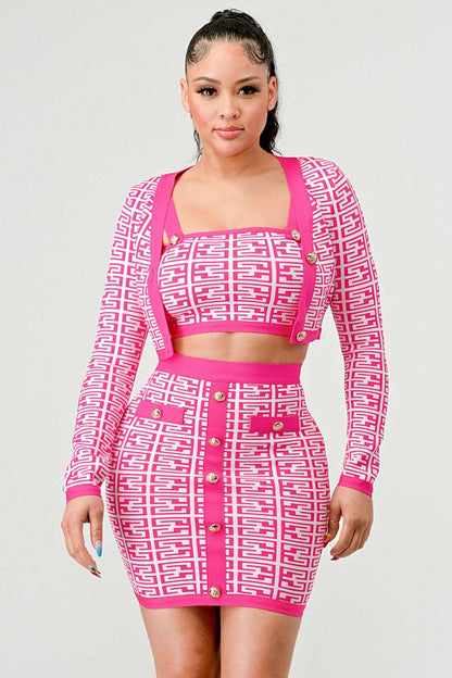 ATHINA PRINTED BARBIE PINK THREE PIECE - Rose In Concrete 🥀