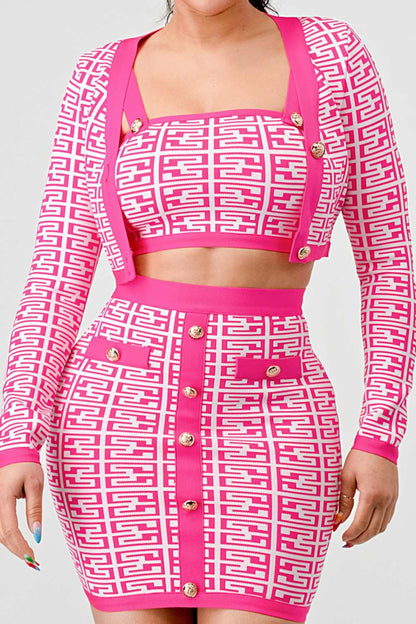 ATHINA PRINTED BARBIE PINK THREE PIECE - Rose In Concrete 🥀