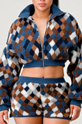 Checkmate Energy Argyle Cropped Jacket & Short Set