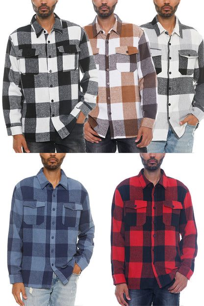 Highland Layer Men’s Brushed Plaid Button-Up Overshirt