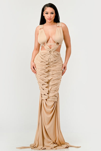 Sahara Mystique Pleated Gown - Rose In Concrete 🥀