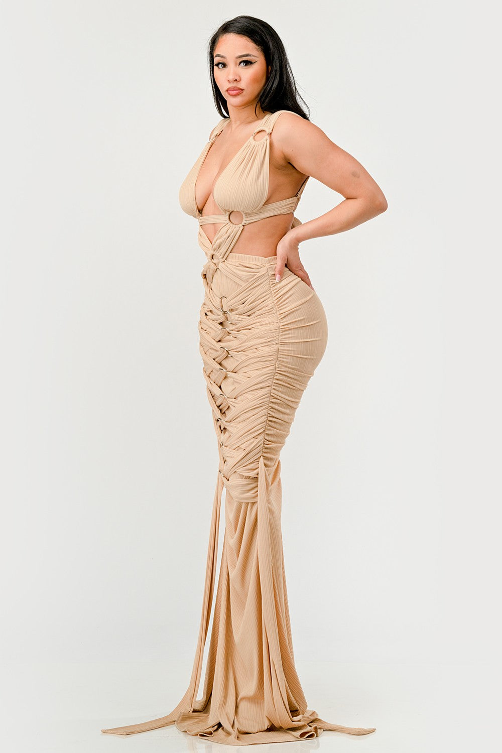 Sahara Mystique Pleated Gown - Rose In Concrete 🥀