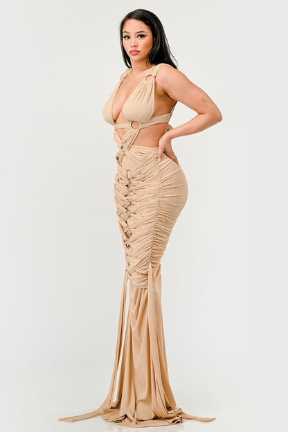Sahara Mystique Pleated Gown - Rose In Concrete 🥀