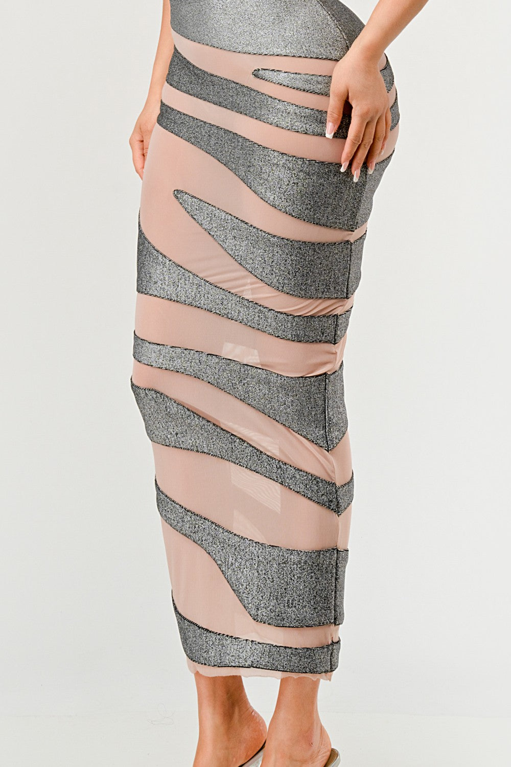 Silver Lining One-Shoulder Cutout Maxi Dress