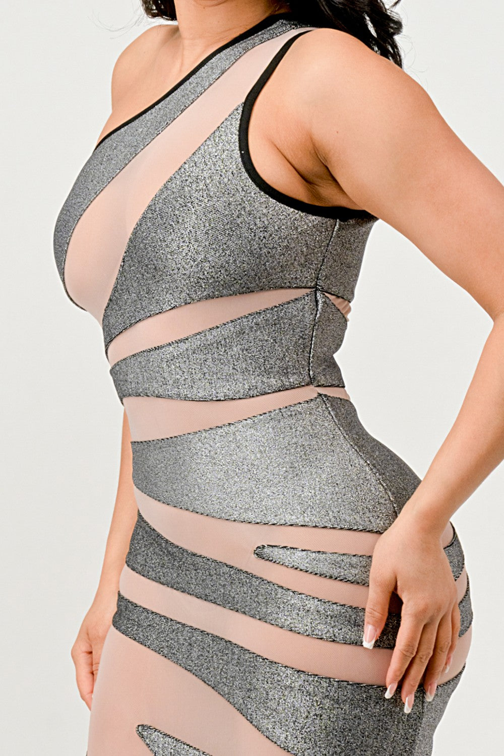 Silver Lining One-Shoulder Cutout Maxi Dress