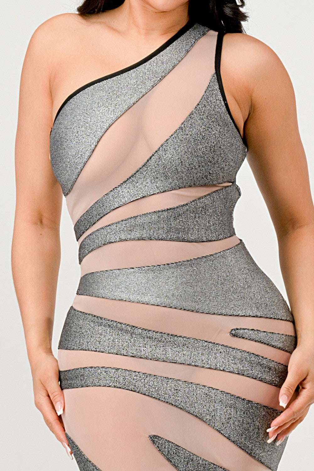Silver Lining One-Shoulder Cutout Maxi Dress