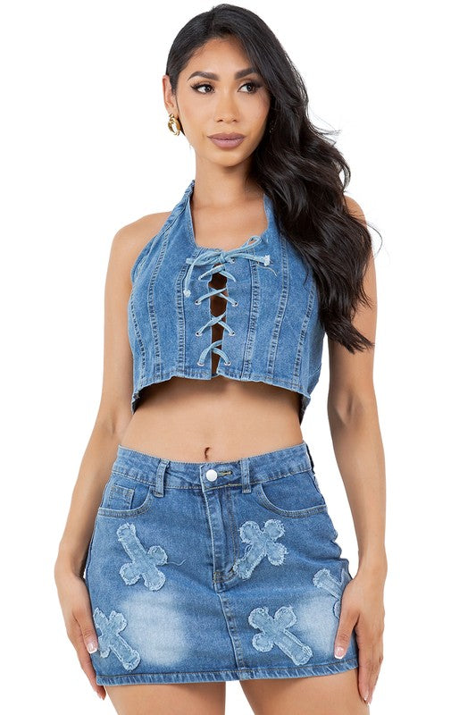 Viral Denim Skirt Set