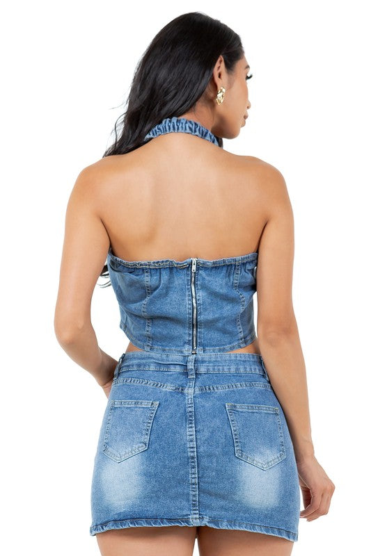 Viral Denim Skirt Set