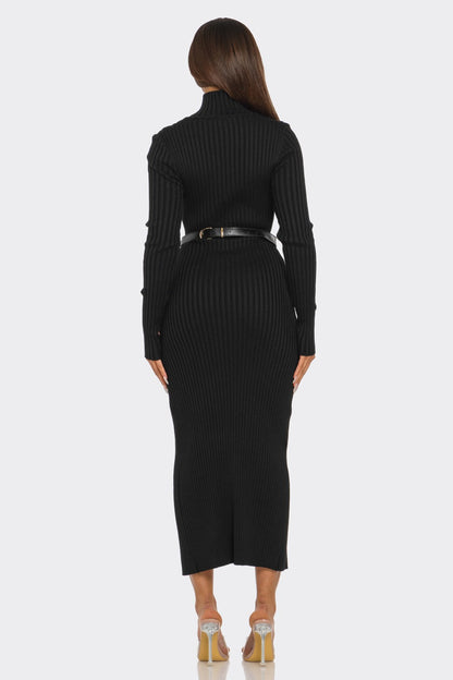 Ribbed Knit Utility Midi Dress - Rose In Concrete 🥀
