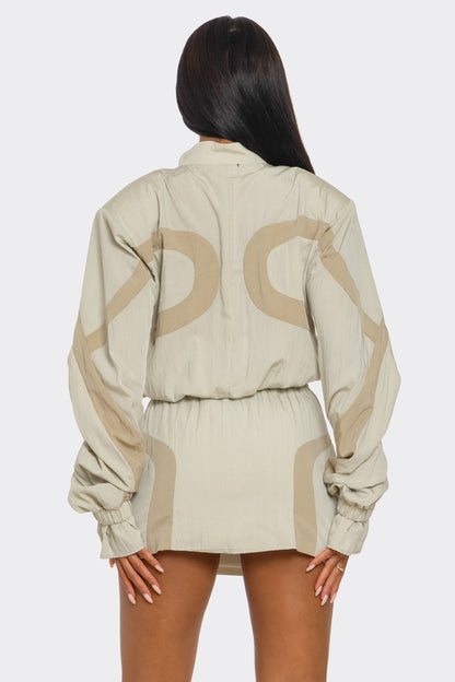 Two-Tone Nylon Windbreaker Skirt Set - Rose In Concrete 🥀