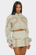 Neutral Motion Cropped Windbreaker & Mini Skirt Set