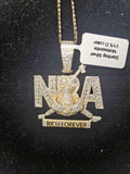 NBA moissanite pendant chain featuring luxurious iced-out design with sparkling stones and distinctive lettering.