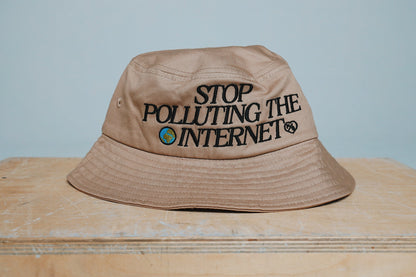 Unisex Statement Bucket Hat – “Stop Polluting the Internet” Graphic Hat – One Size - Rose In Concrete 🥀