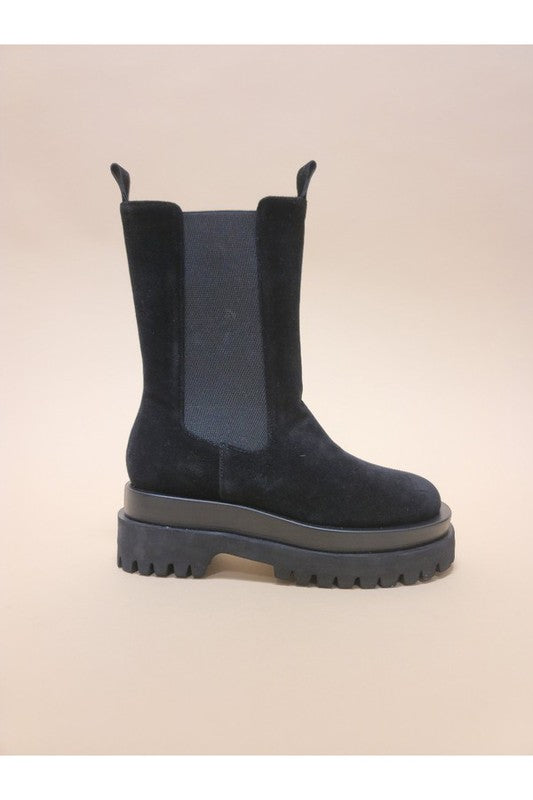 NECTAR-PLATFORM COMBAT BOOTS, slip-on platform combat boots with 2.5" heel and modern platform sole.