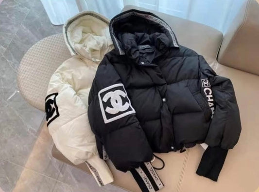 Women’s Cropped Bubble Puffer Coat – Black or Cream (Premium Winter Style)