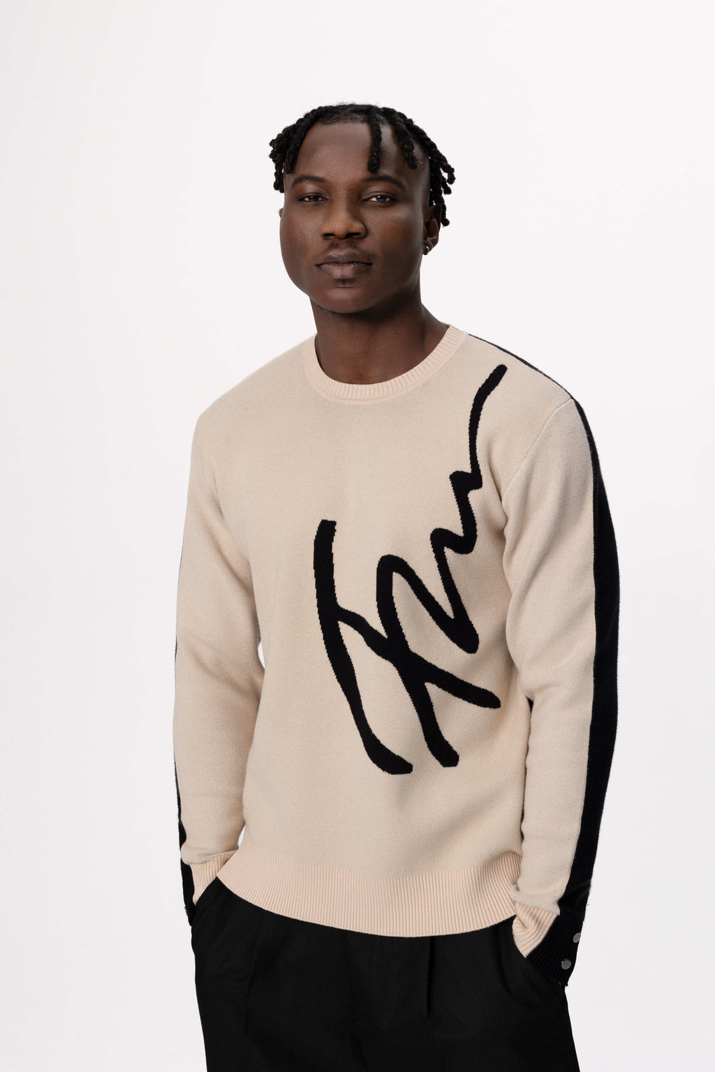 Jacquard Luxe Knit Sweater - Rose In Concrete 🥀