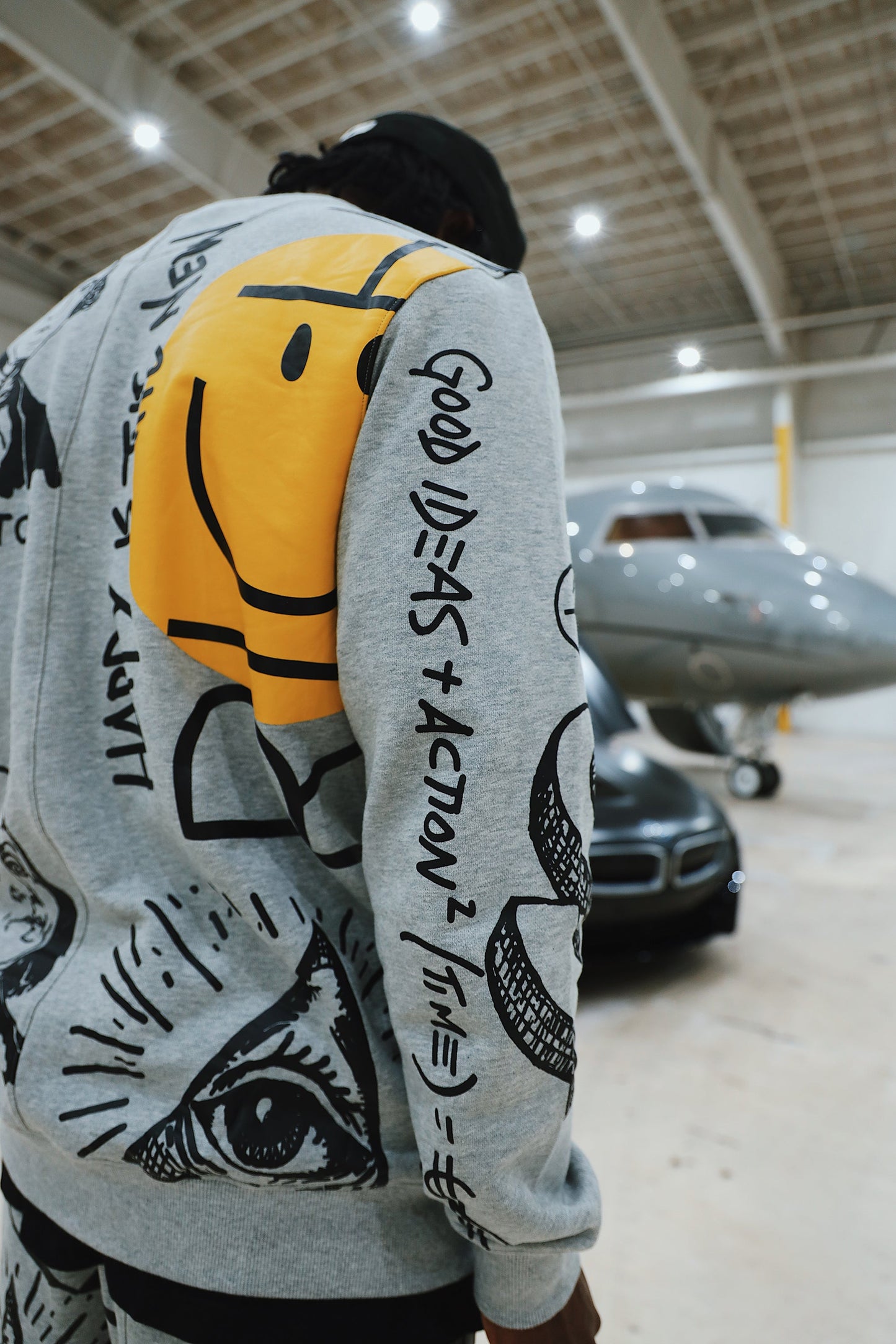 Graphic Statement Sweater – Streetwear Print Crewneck – Oversized Art Knit