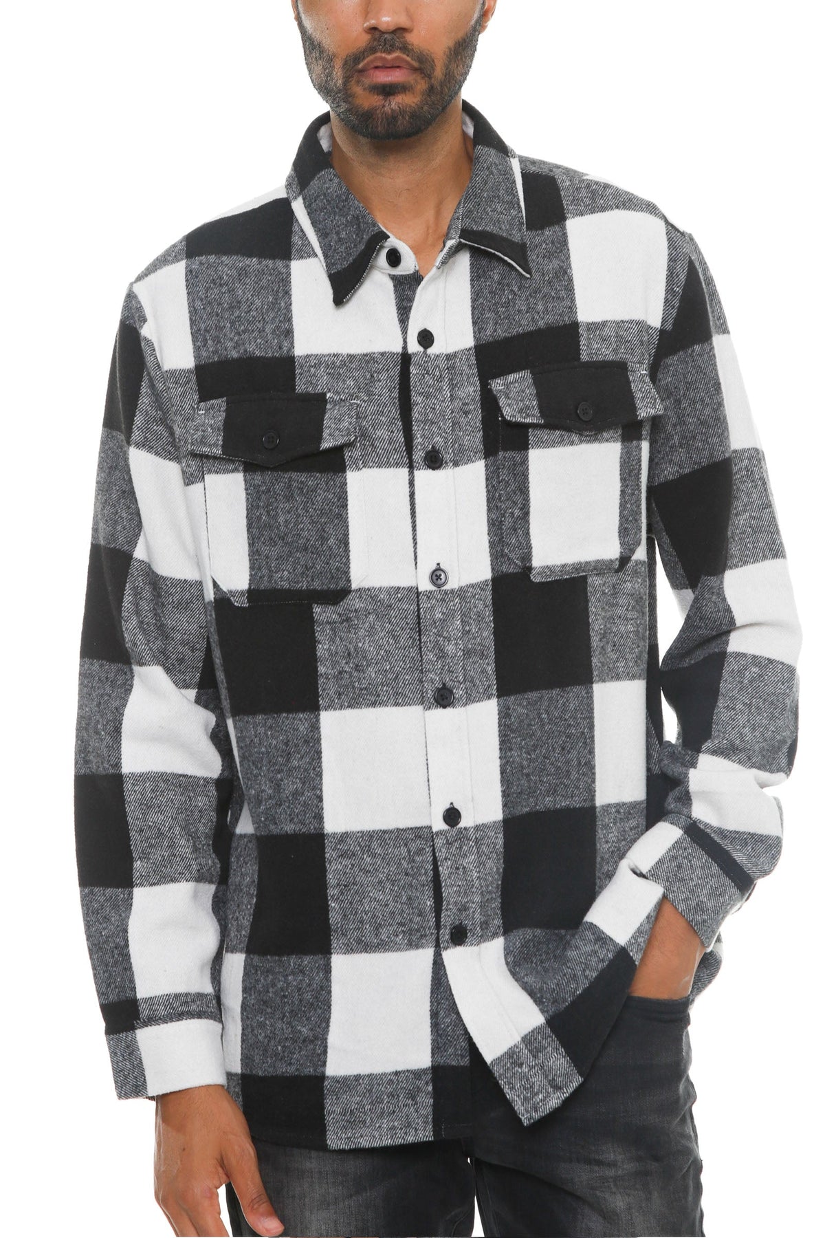 Highland Layer Men’s Brushed Plaid Button-Up Overshirt