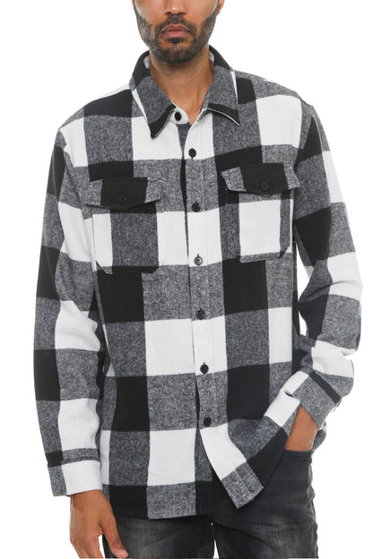 Highland Layer Men’s Brushed Plaid Button-Up Overshirt