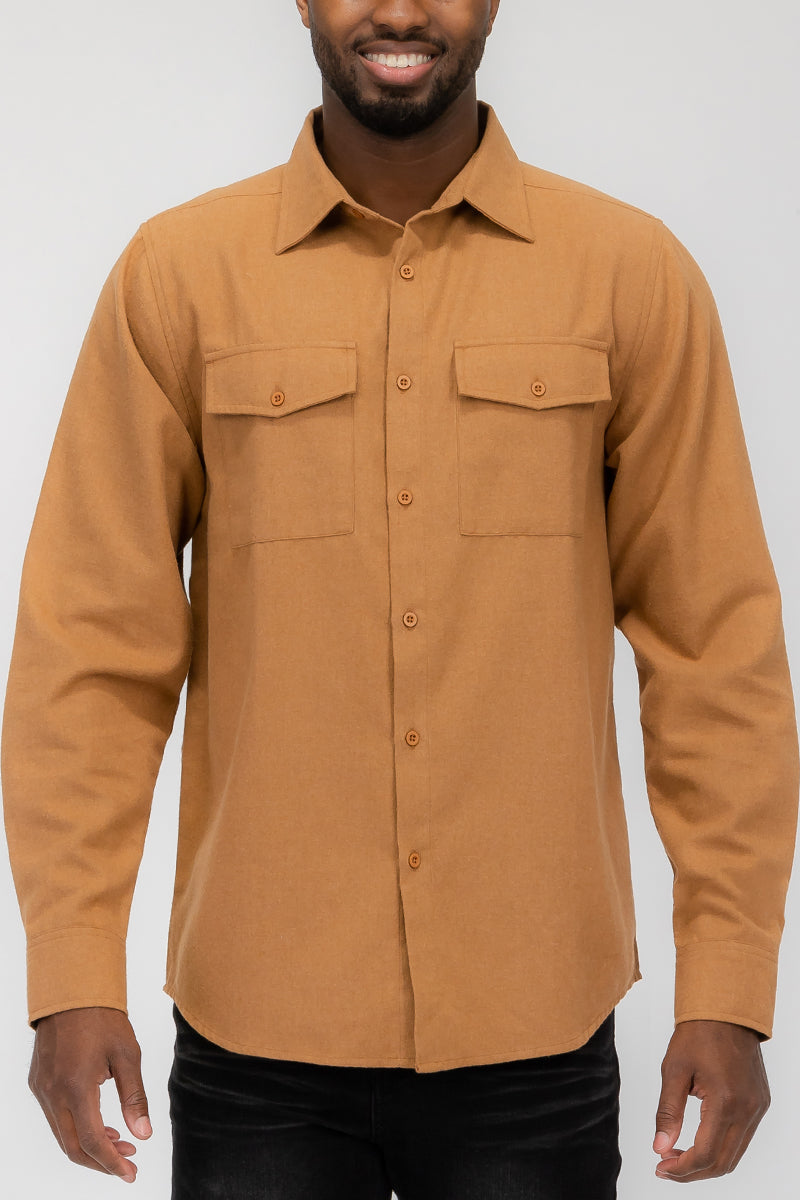 Solid Ground Men’s Cotton-Blend Flannel Utility Shirt