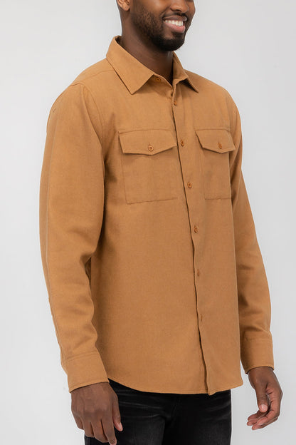 Solid Ground Men’s Cotton-Blend Flannel Utility Shirt