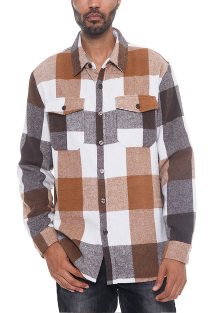 Highland Layer Men’s Brushed Plaid Button-Up Overshirt