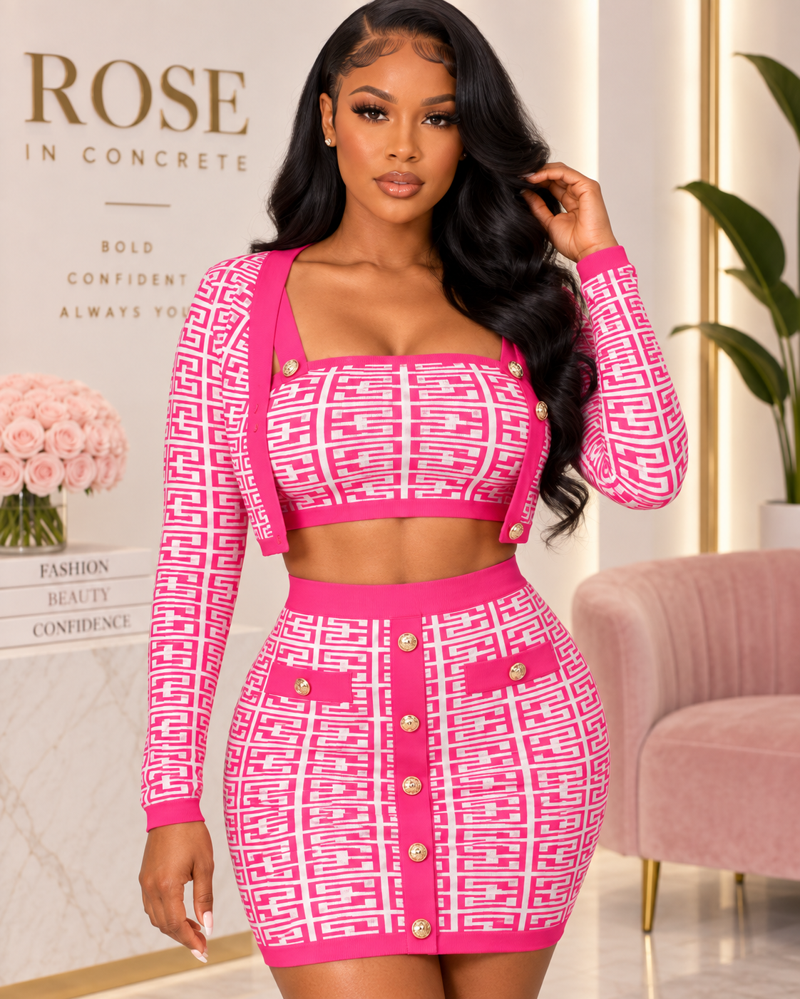 Pretty in Print Three-Piece Crop Top & Mini Skirt Set