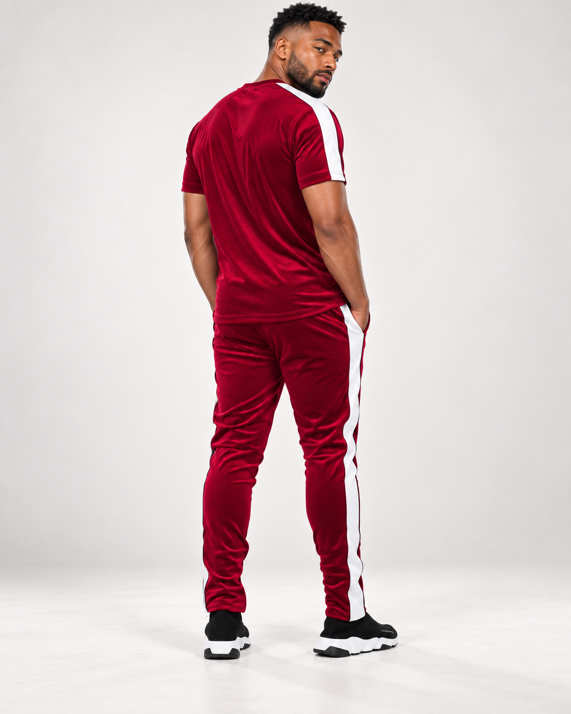 Redline Men’s Velour Piped T-Shirt & Track Pants Set