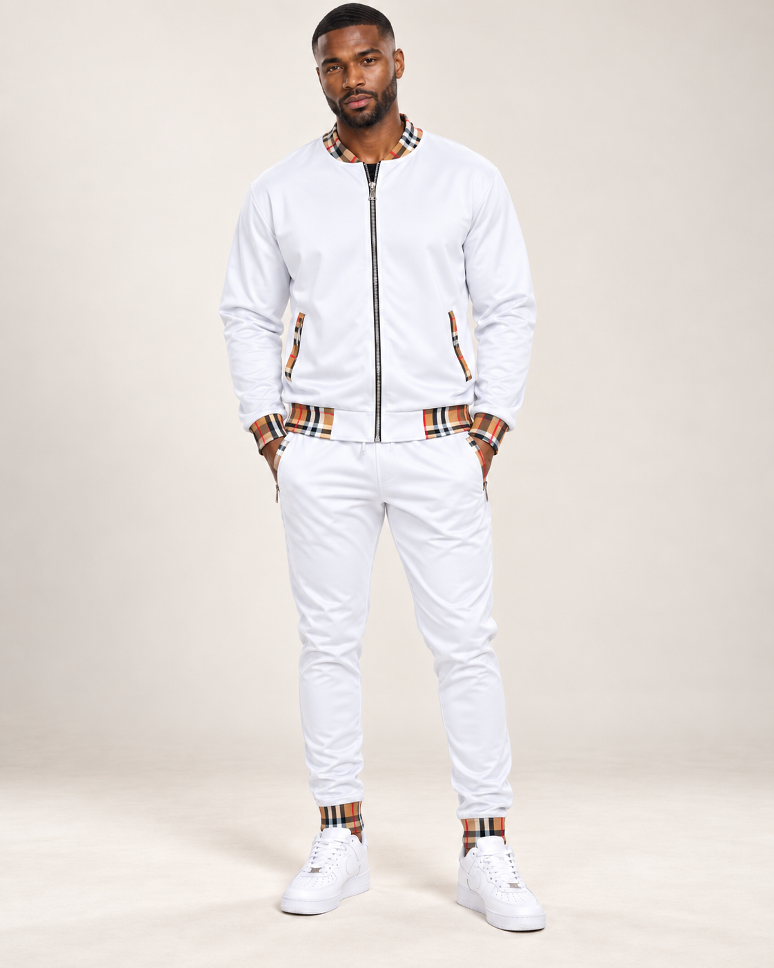 Heritage Check-Trim Men’s Full-Zip Jacket & Jogger Set