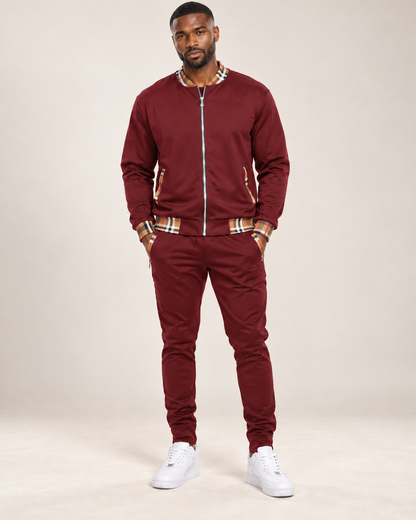 Heritage Check-Trim Men’s Full-Zip Jacket & Jogger Set