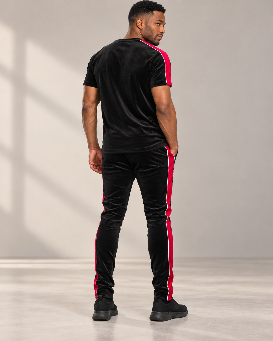 Fast Lane Men’s Velour Piped T-Shirt & Track Pants Set