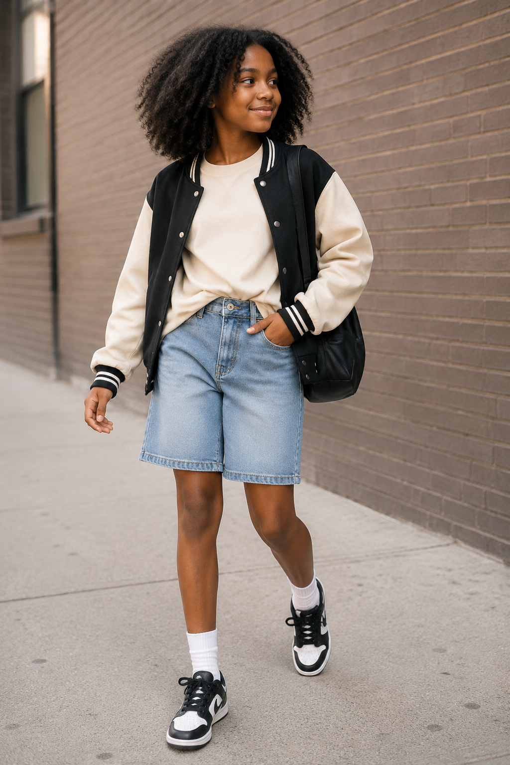 Girls Front-Pleat Stretch Denim Jorts