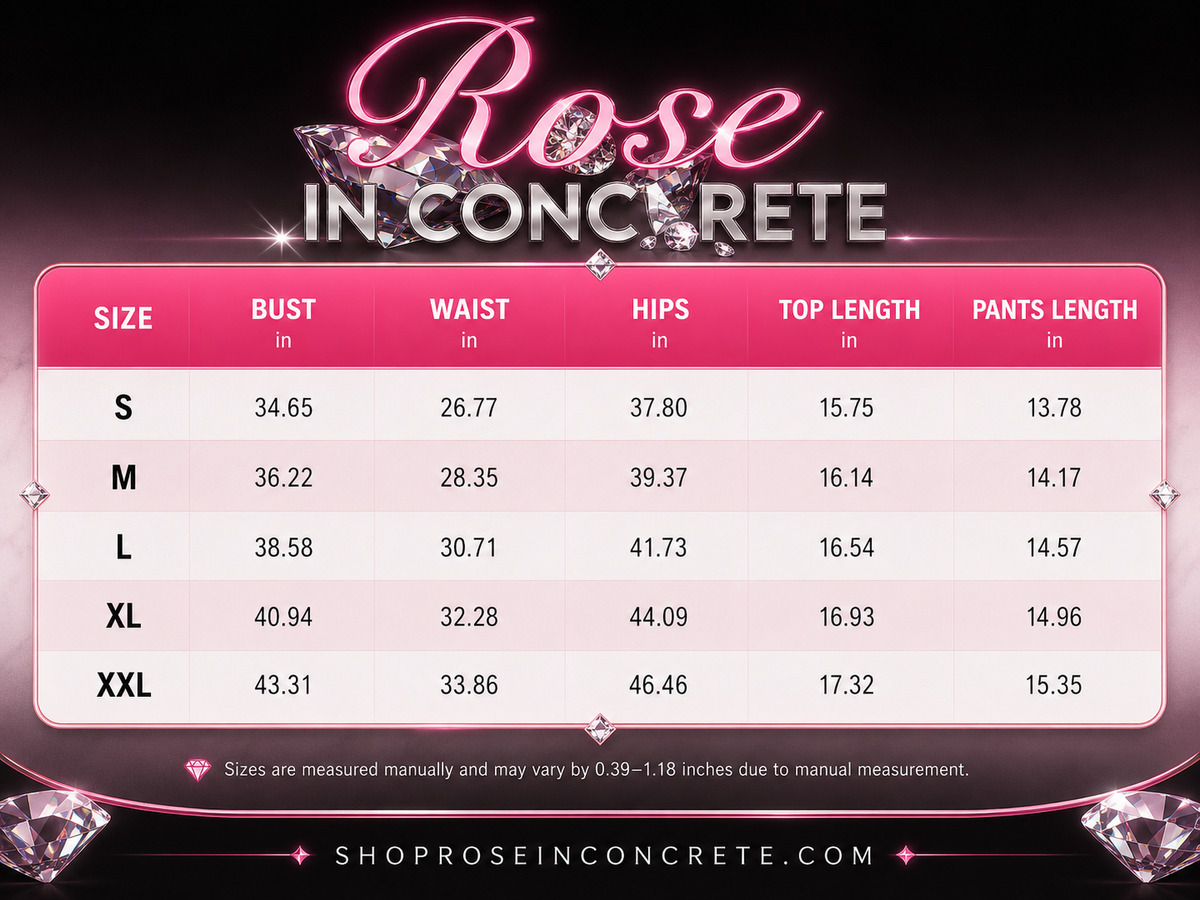 Size chart for distressed denim crop vest set with measurements.