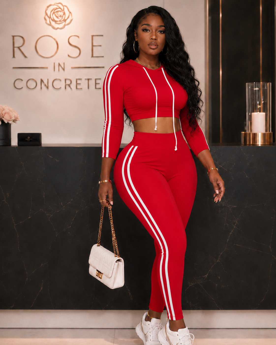 Striped Two Piece Lounge Set - Rose In Concrete 🥀
