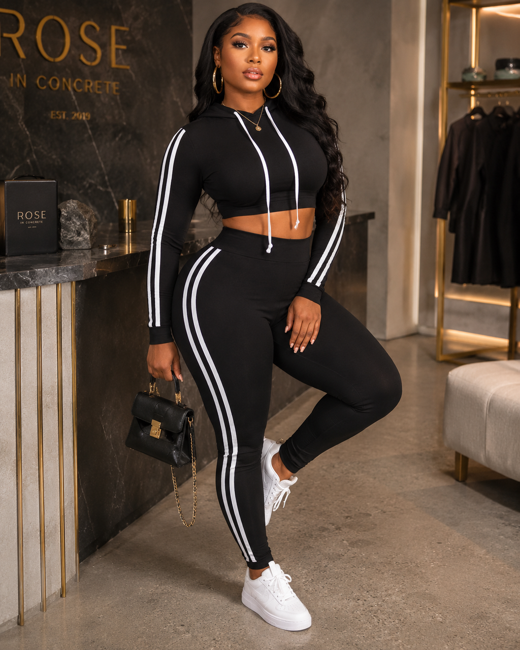 Striped Two Piece Lounge Set - Rose In Concrete 🥀