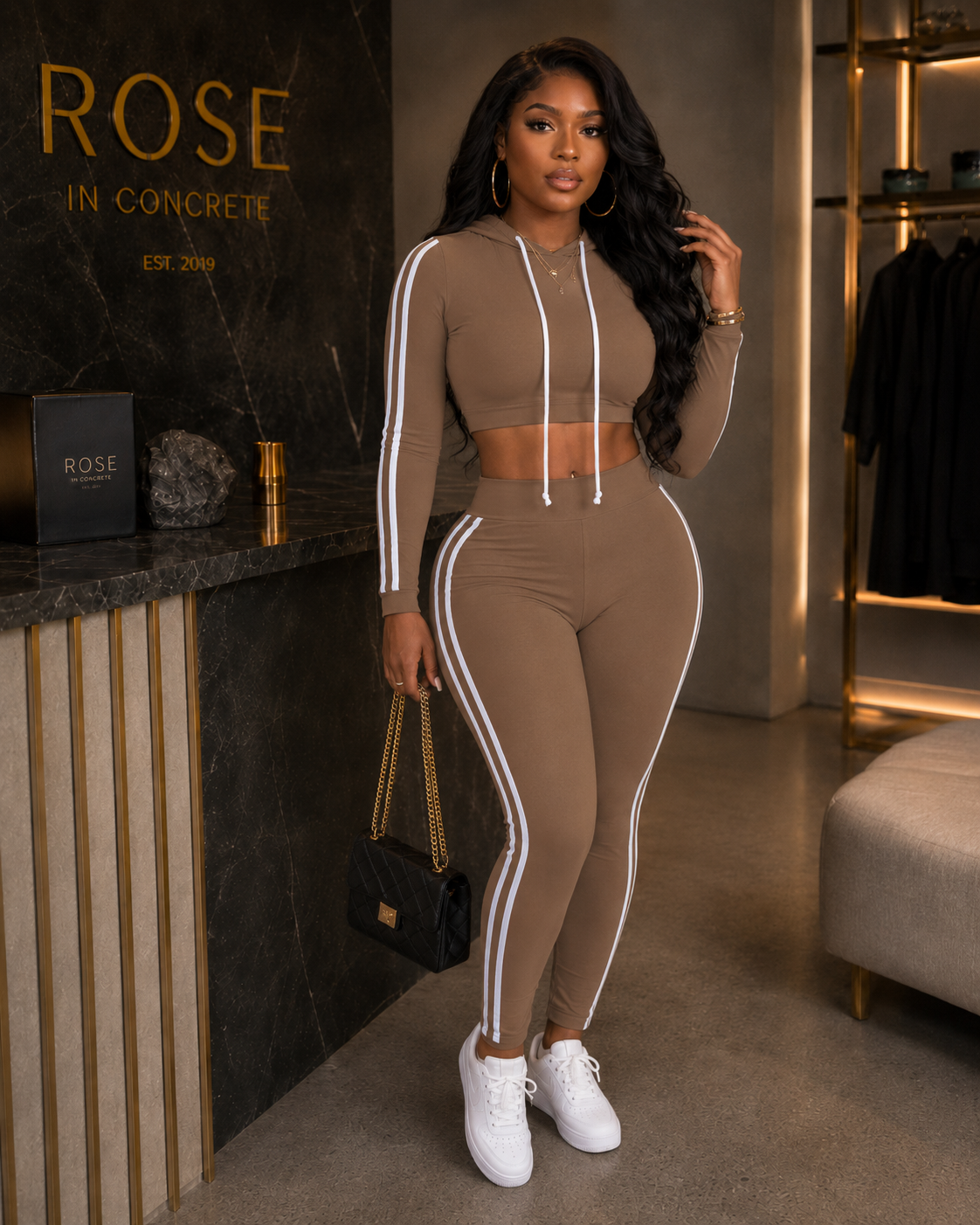 Striped Two Piece Lounge Set - Rose In Concrete 🥀